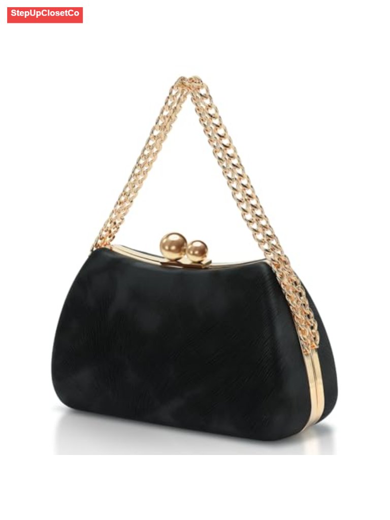 Women's Vintage Kiss Lock Clutch Purse Crossbody Wedding Party Bag